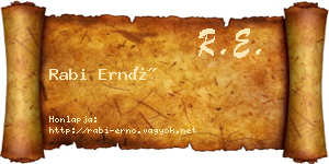 Rabi Ernő névjegykártya